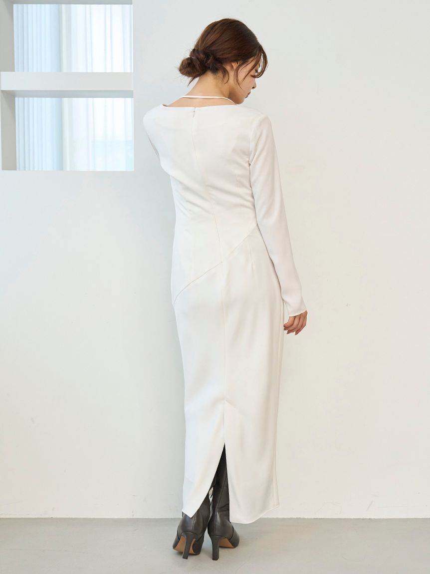 snidelドレープバックサテンロングワンピース チャコールグレー スナイデル SNIDEL ドレープバックサテンロングワンピース （GRY