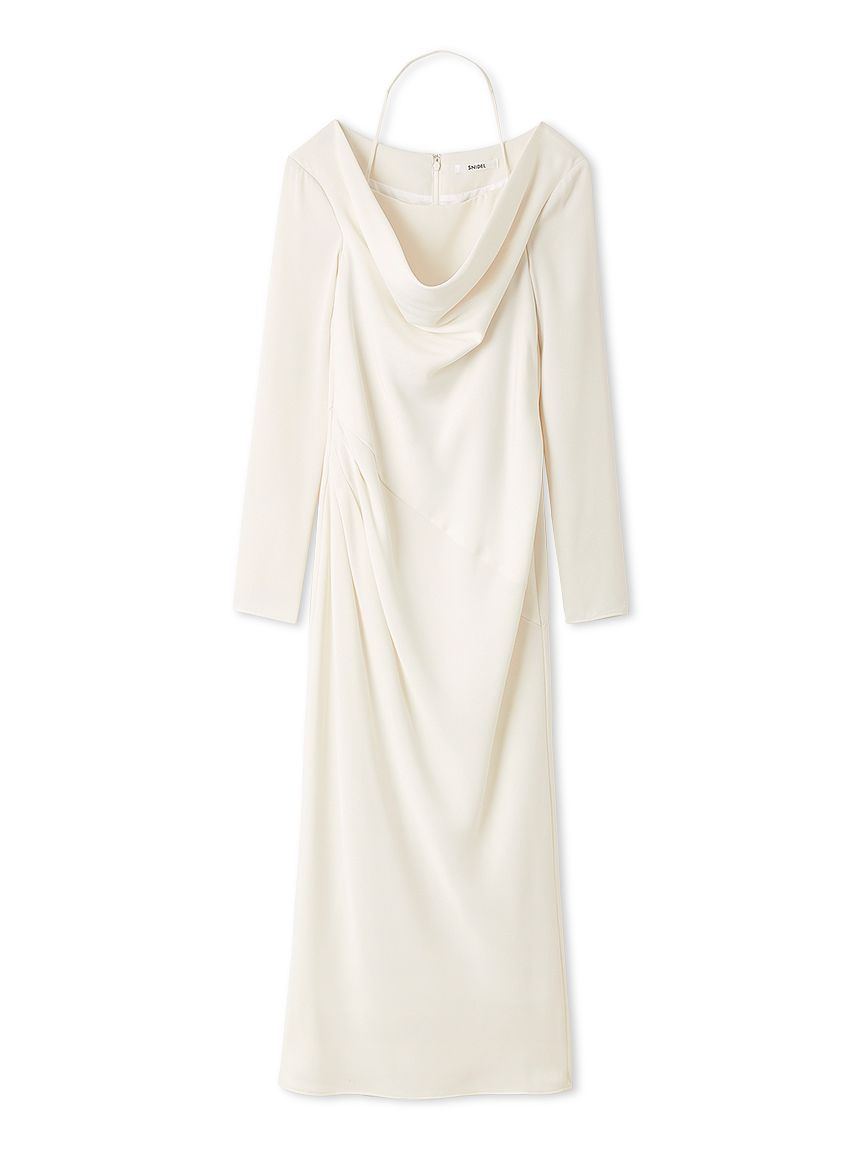 ドレープバックサテンロングワンピース(マキシ・ロングワンピース