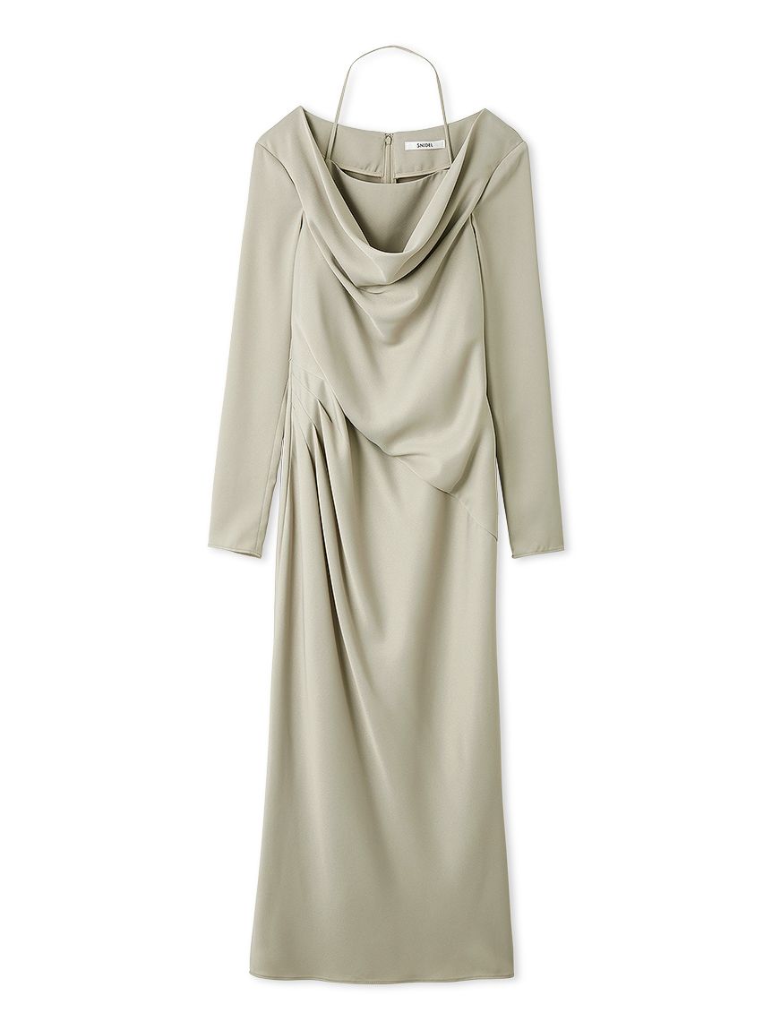 ドレープバックサテンロングワンピース(マキシ・ロングワンピース  