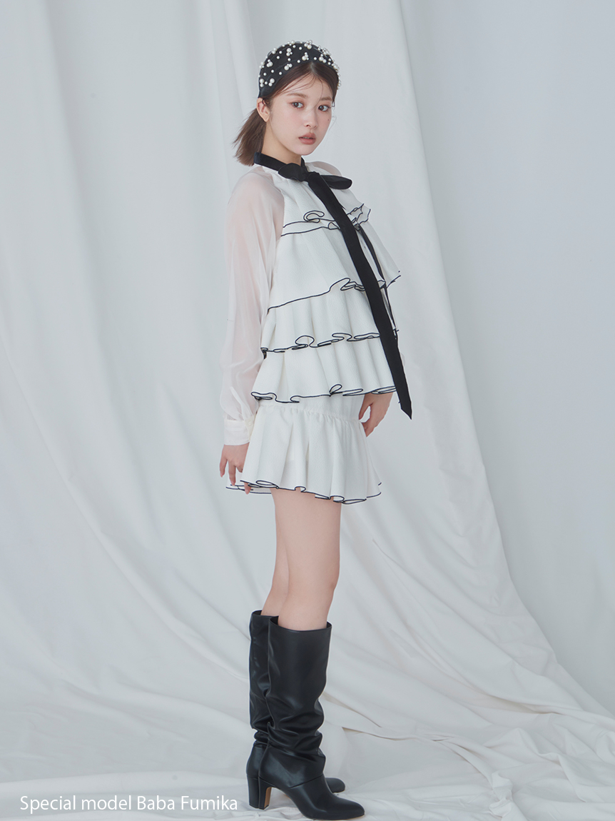 SNIDEL エンブロイダリーラッフルミニワンピース SNIDEL - SNIDEL エンブロイダリーカラーミニワンピースの通販 by mm's