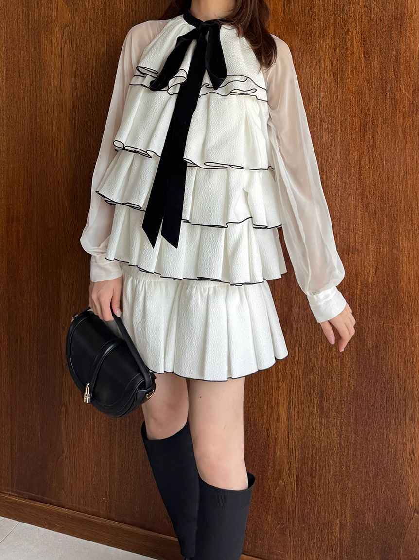 ティアードラッフルミニドレス(ミニワンピース)｜ワンピース