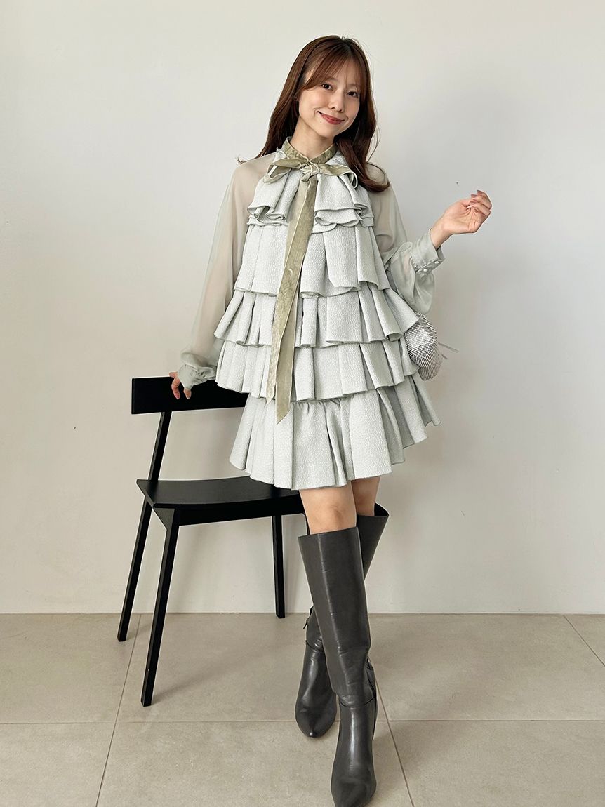 ティアードラッフルミニドレス(ミニワンピース)｜ワンピース