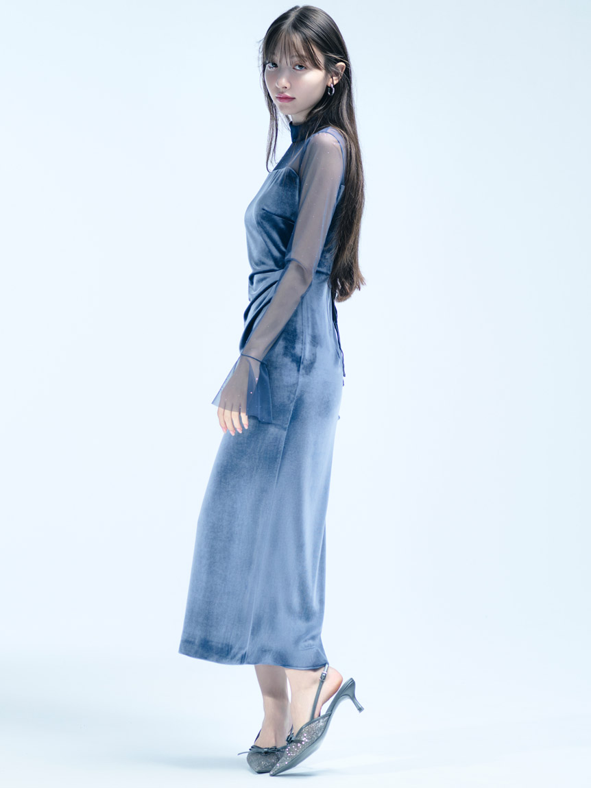 シアードッキングベロアドレス【カンヘウォン着用】(マキシ・ロング シアードッキングベロアドレス【カンヘウォン着用】(マキシ・ロング