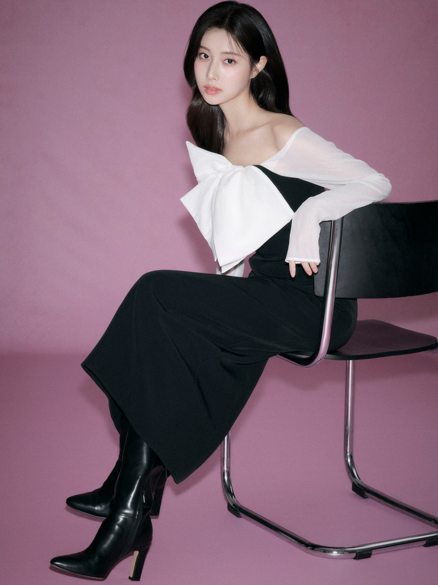 オフショルリボンドレス【カンヘウォン着用】(マキシ・ロング