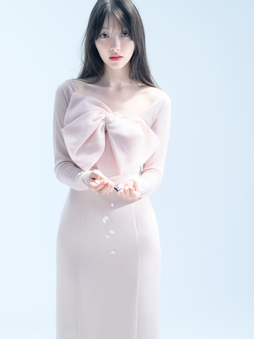 オフショルリボンドレス【カンヘウォン着用】(マキシ・ロング