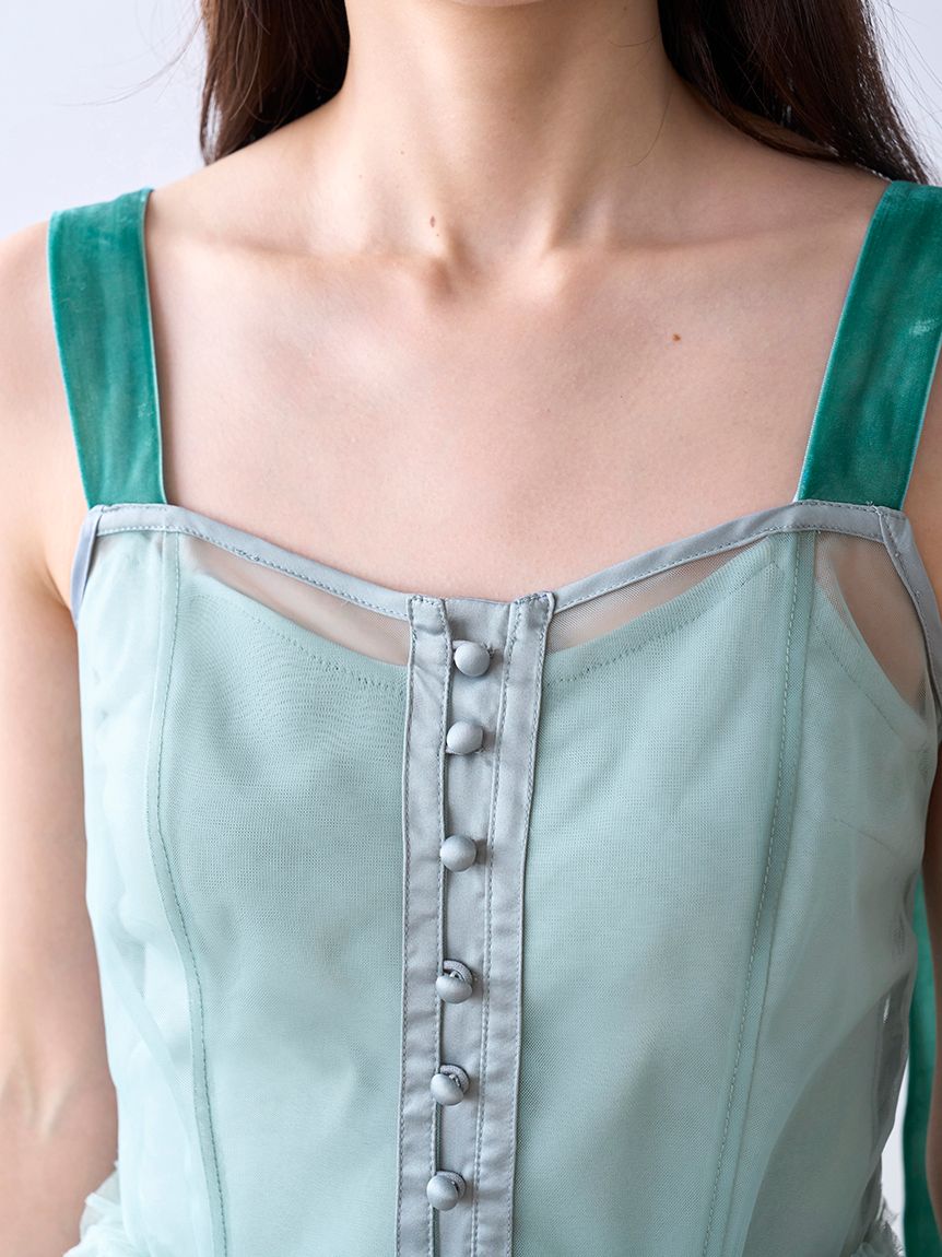 チュールティアードボリュームドレス(マキシ・ロングワンピース