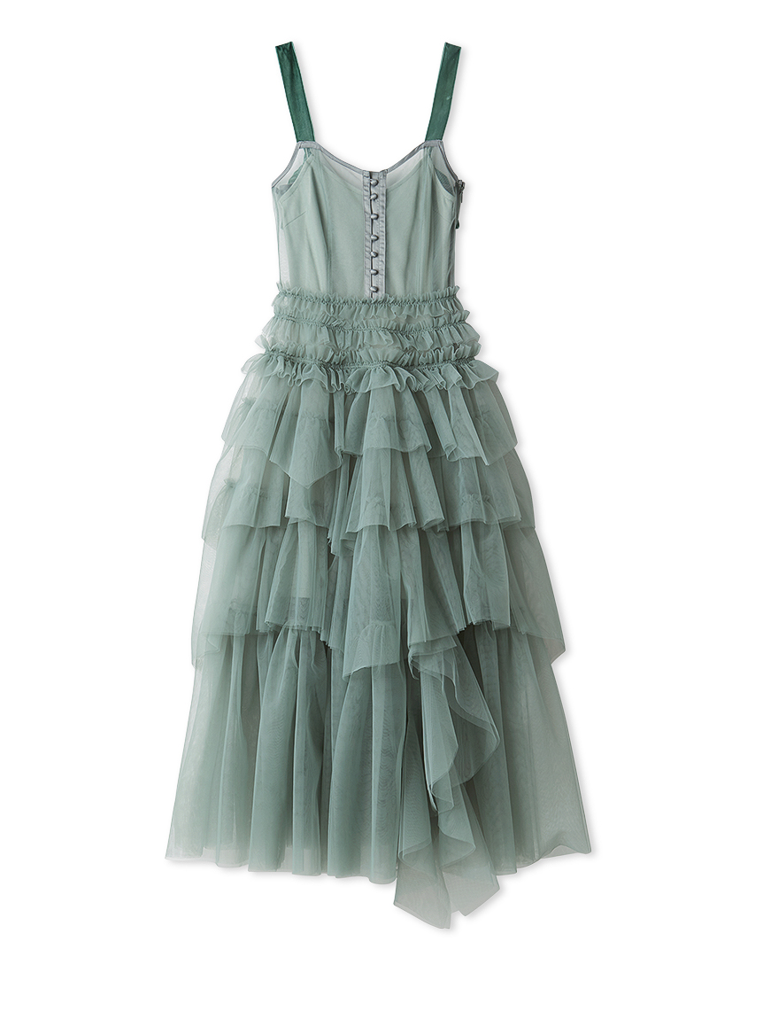 チュールティアードボリュームドレス(マキシ・ロングワンピース