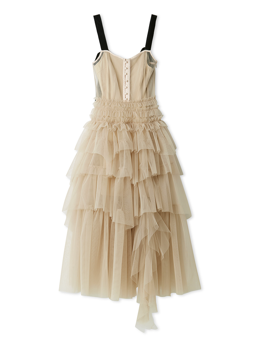 チュールティアードボリュームドレス(マキシ・ロングワンピース