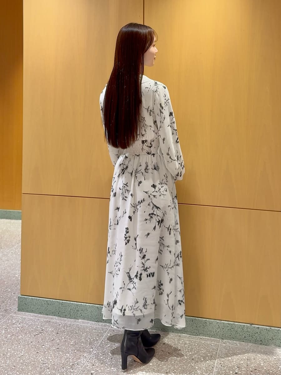 ウエストシャーリングプリントOP(マキシ・ロングワンピース