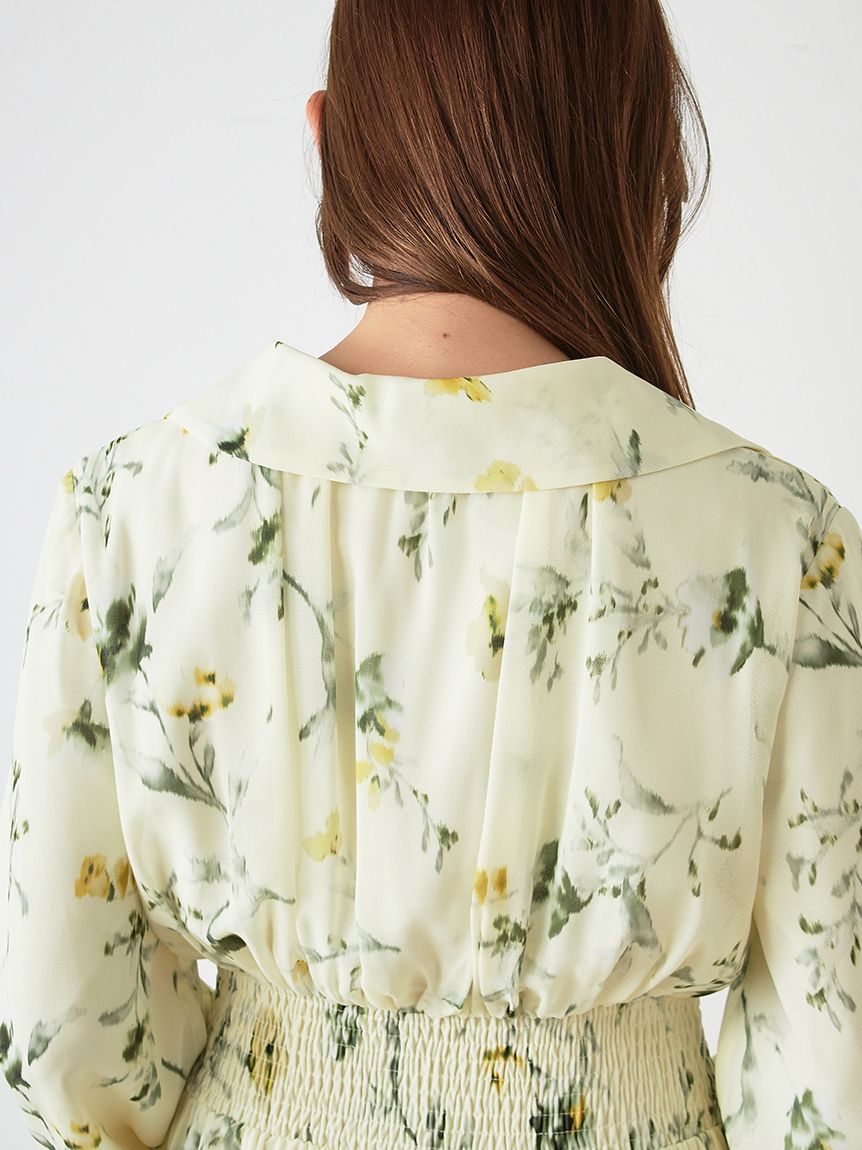 ウエストシャーリングプリントOP(マキシ・ロングワンピース