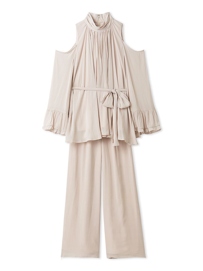 コールドショルダーパンツセットアップ(トップス＆ボトムセット