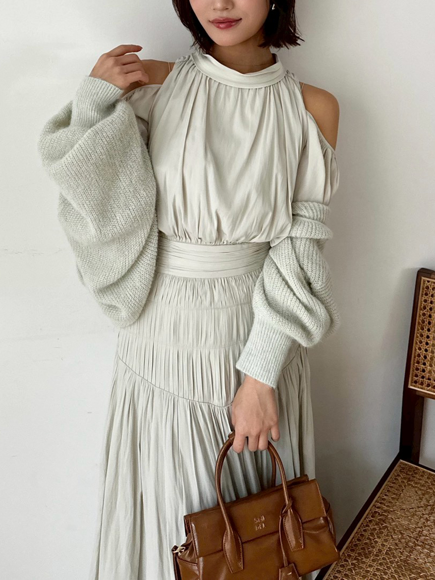 コールドショルダーロングワンピース(マキシ・ロングワンピース