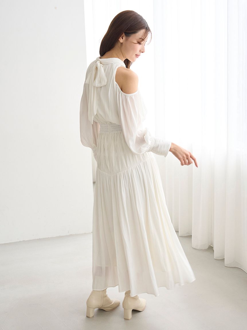 コールドショルダーロングワンピース(マキシ・ロングワンピース