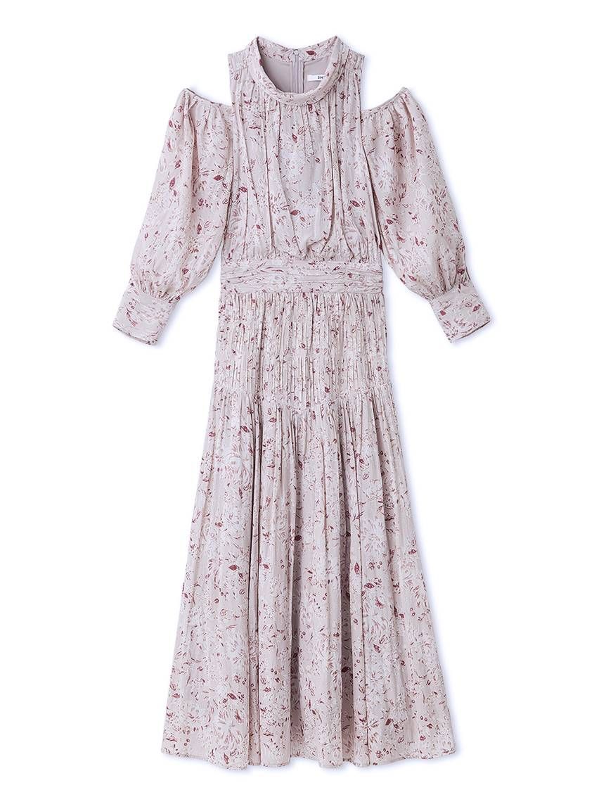 コールドショルダーロングワンピース(マキシ・ロングワンピース