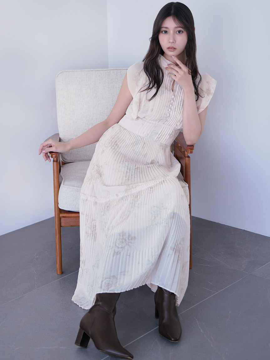 美品 【SNIDEL】 sustainable フリル プリント ワンピース L SNIDEL - 【正規品】snidel Sustainableフリルプリントワンピース BLK