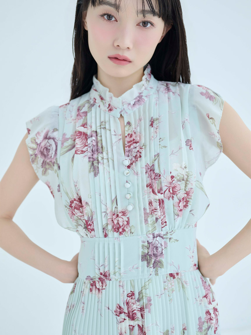販路限定サイズあり】Sustainableプリーツプリントワンピース(ロング