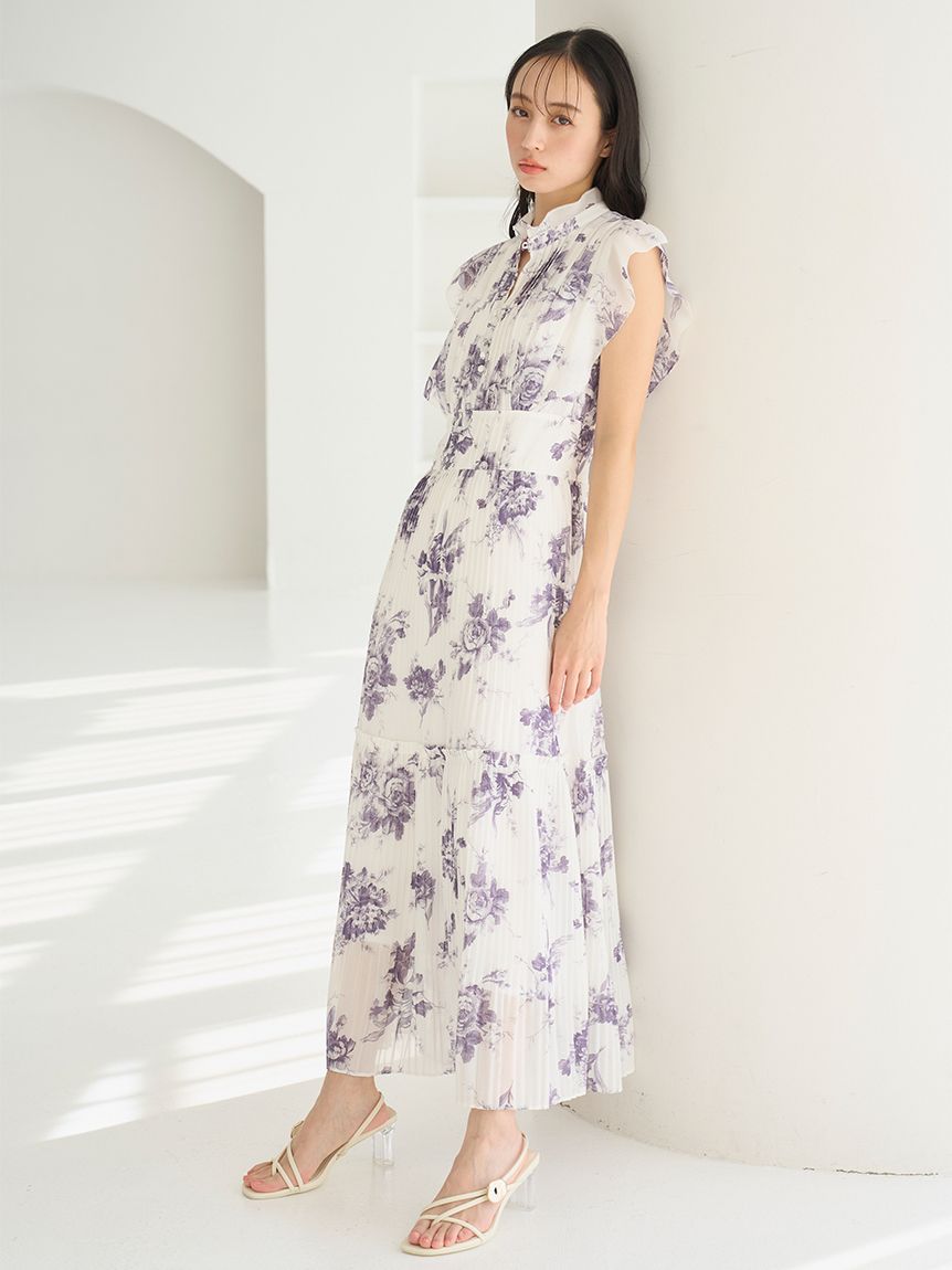 販路限定サイズあり】Sustainableプリーツプリントワンピース(ロング
