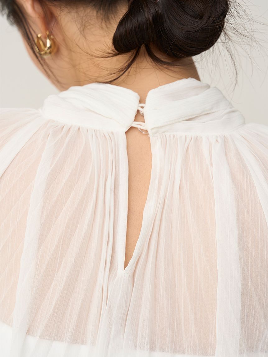 レーストリムシフォンセットアップ(トップス＆ボトムセット