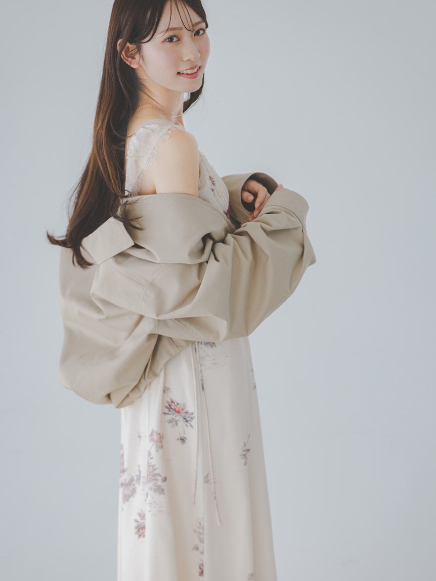 レーストリムプリントキャミワンピース(マキシ・ロングワンピース