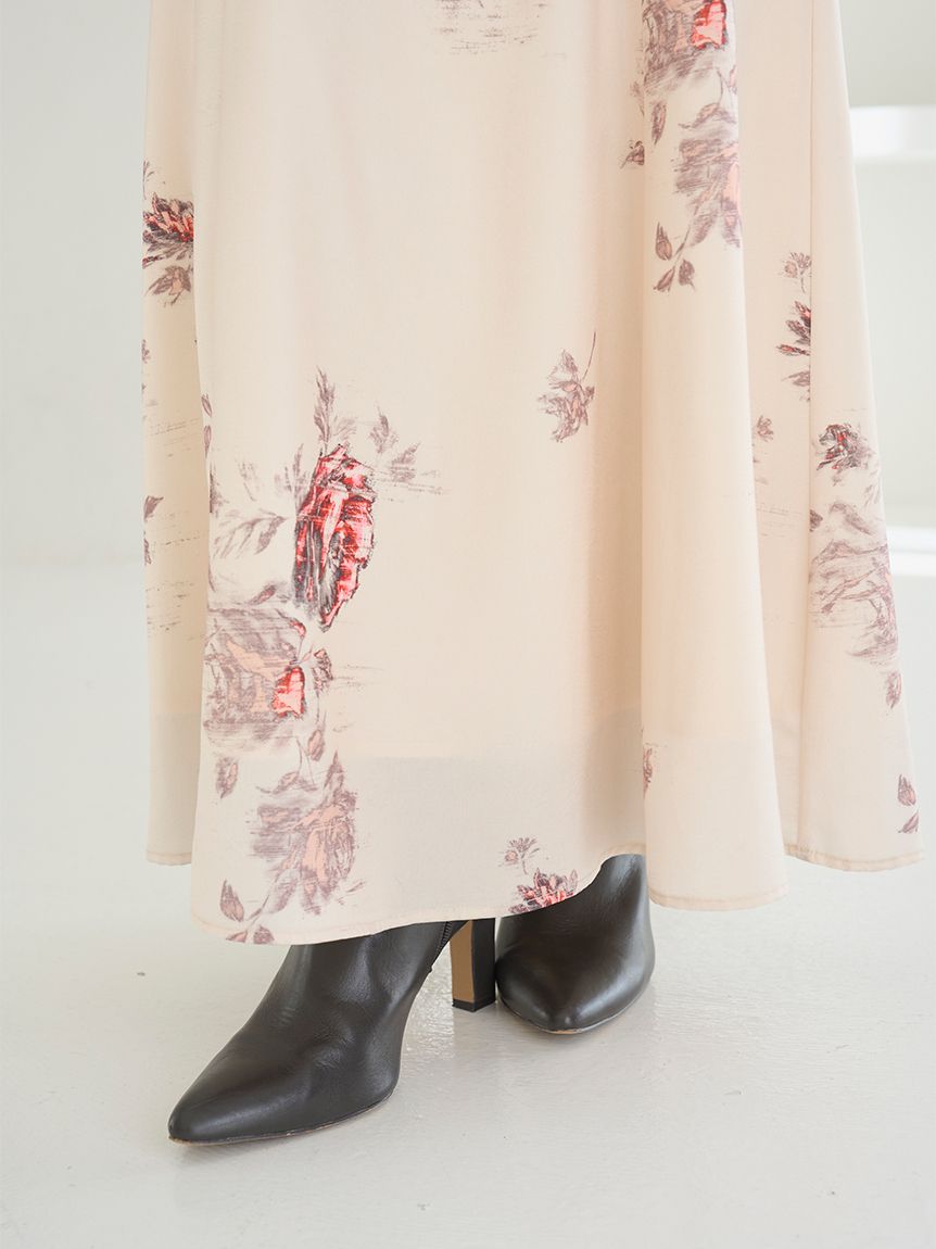 レーストリムプリントキャミワンピース(マキシ・ロングワンピース