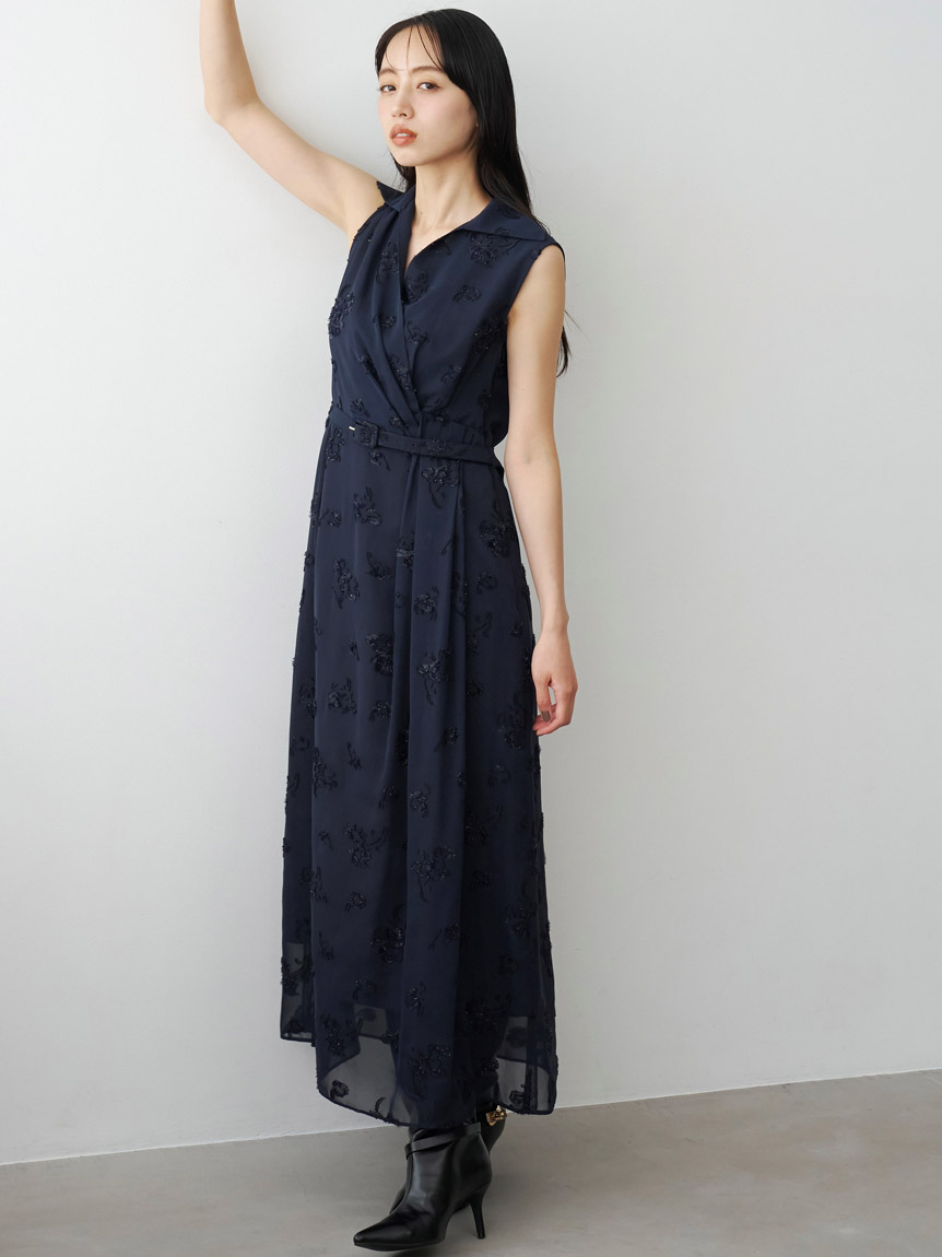 HIGH QUALITY】ラメジャガードカシュクールワンピース(ロング