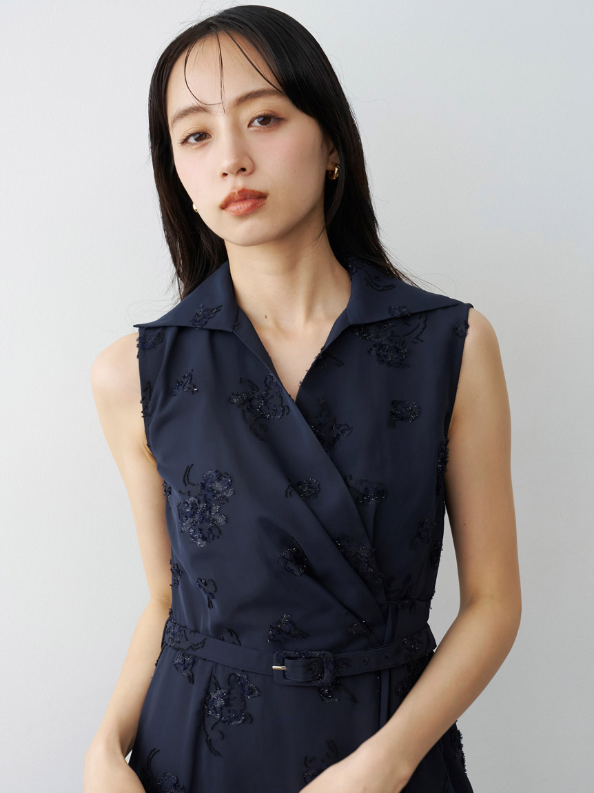 HIGH QUALITY】ラメジャガードカシュクールワンピース(ロング