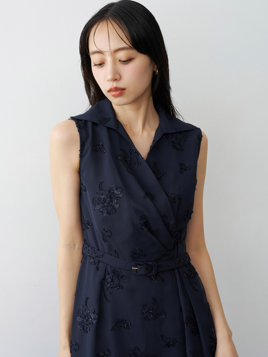 HIGH QUALITY】ラメジャガードカシュクールワンピース(ロング