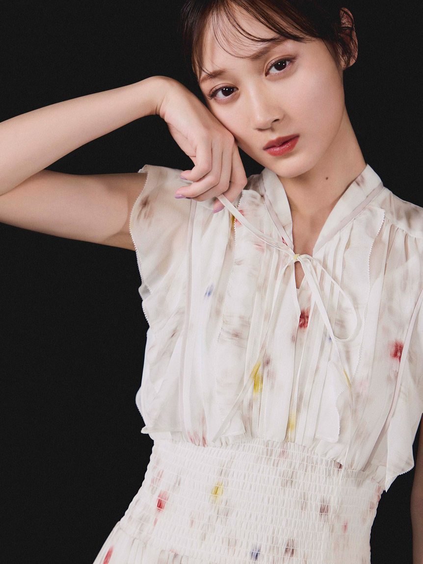 販路限定サイズあり】Sustainableフリルプリーツワンピース(ロング