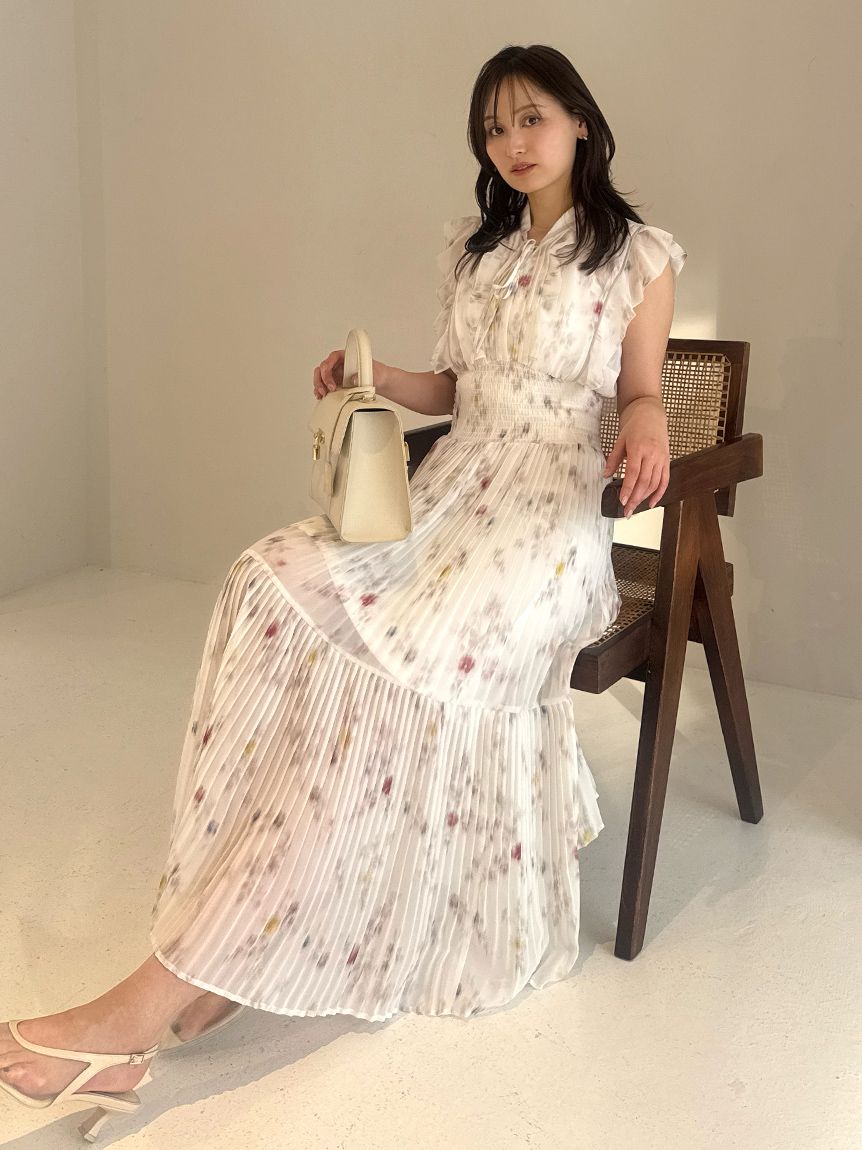 販路限定サイズあり】Sustainableフリルプリーツワンピース(ロング 販路限定サイズあり】Sustainableフリルプリーツワンピース(ロング