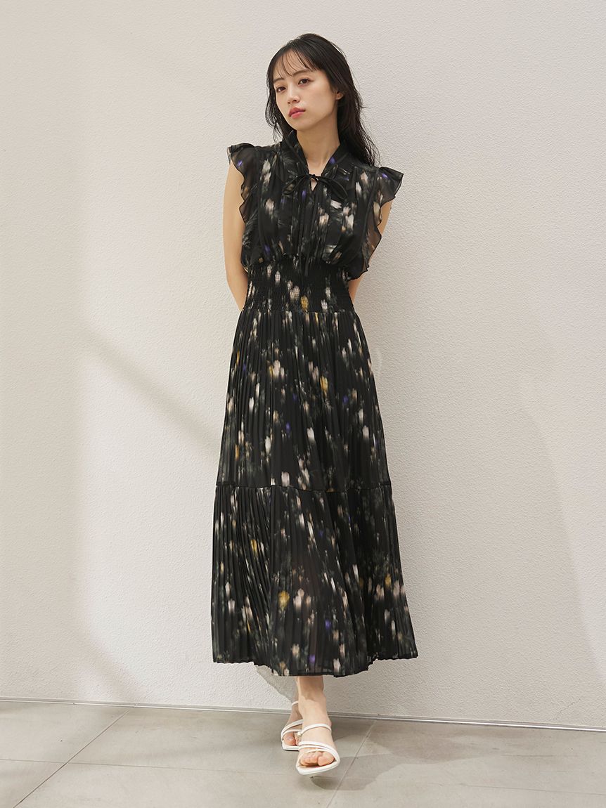 販路限定サイズあり】Sustainableフリルプリーツワンピース(ロング