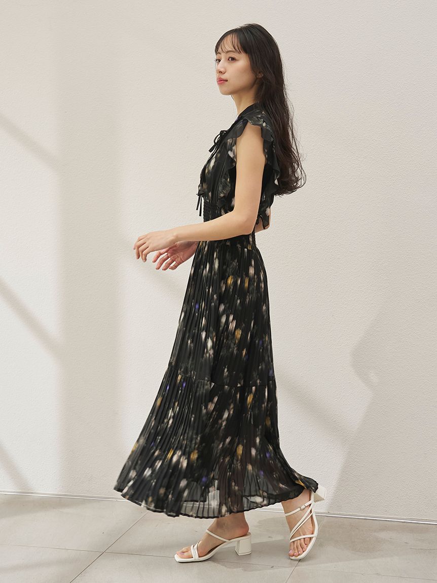 販路限定サイズあり】Sustainableフリルプリーツワンピース(ロング