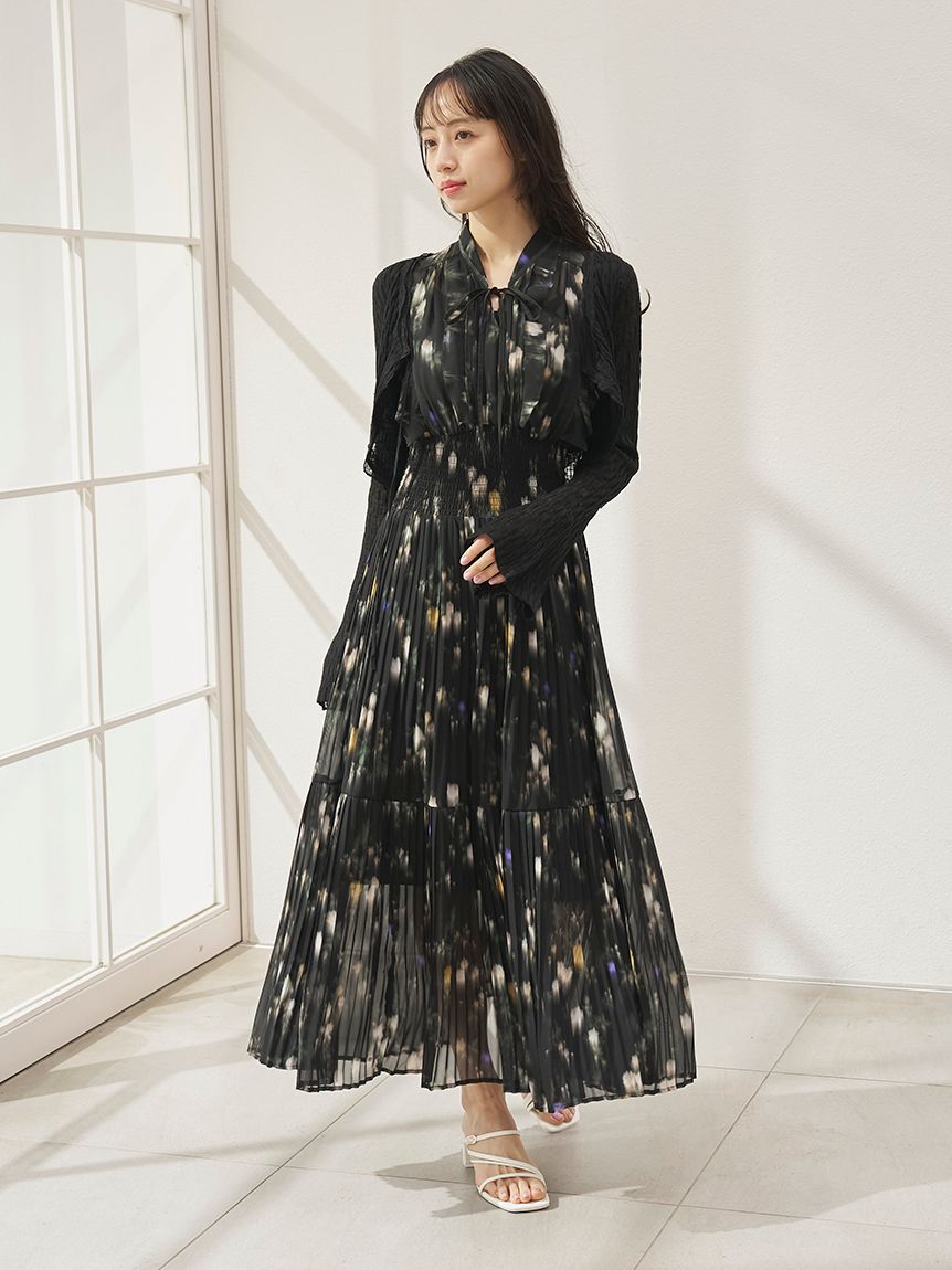 販路限定サイズあり】Sustainableフリルプリーツワンピース(ロング