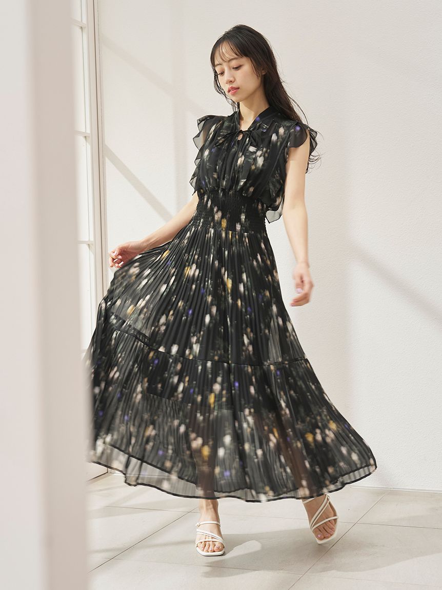 販路限定サイズあり】Sustainableフリルプリーツワンピース(ロング