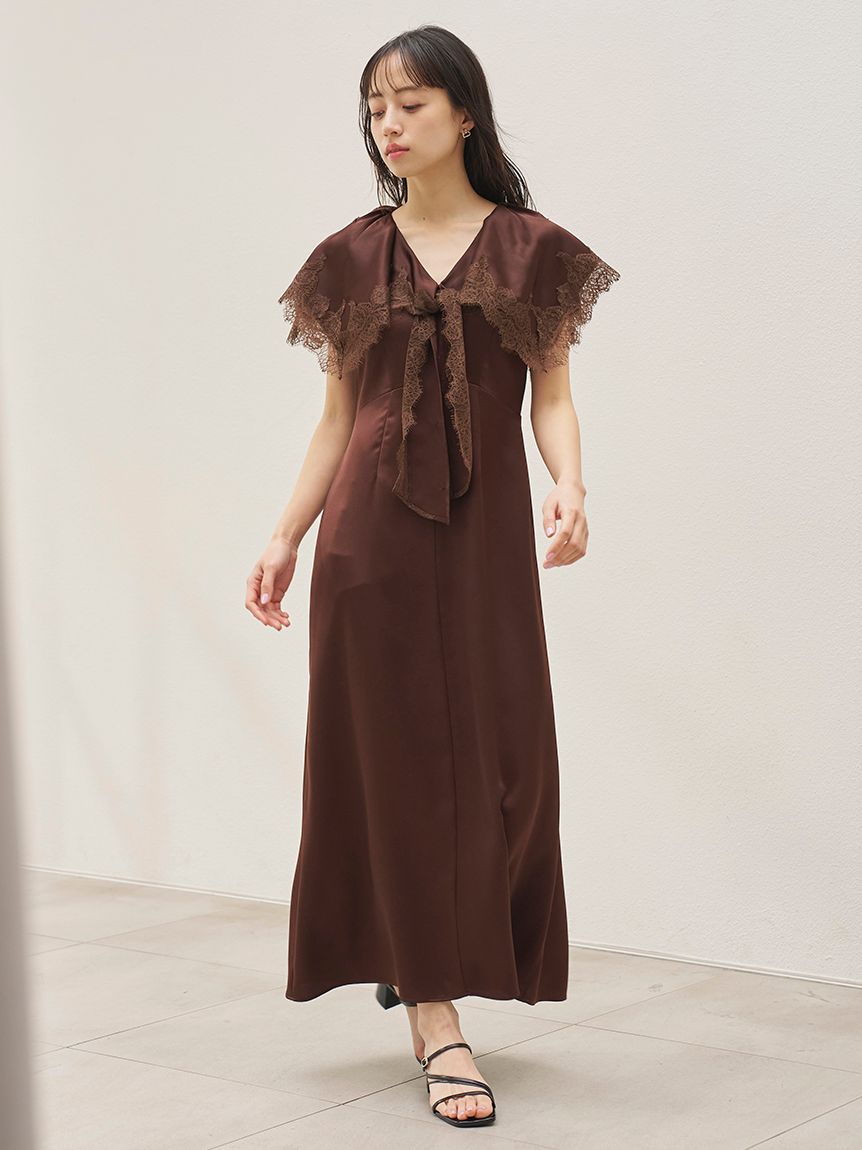 ヘムレースフリルカラーワンピース(ロングワンピース)｜ワンピース