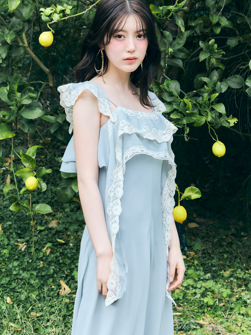 シルキーシフォンレースキャミワンピース(ロングワンピース