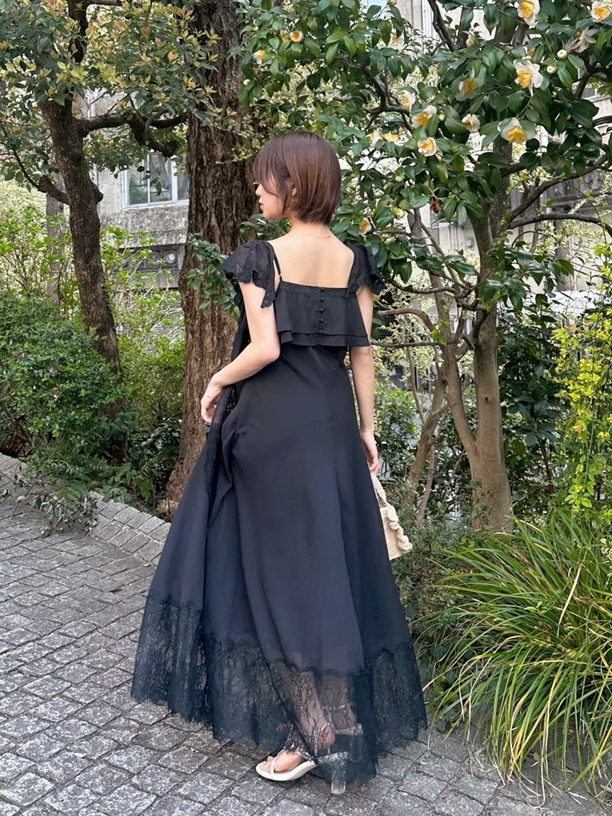 シルキーシフォンレースキャミワンピース(ロングワンピース