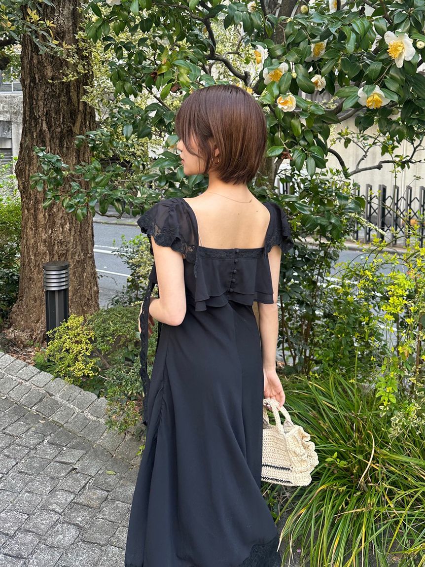 シルキーシフォンレースキャミワンピース(ロングワンピース