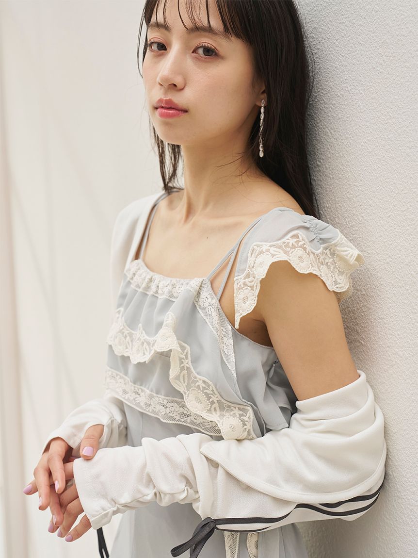シルキーシフォンレースキャミワンピース(ロングワンピース