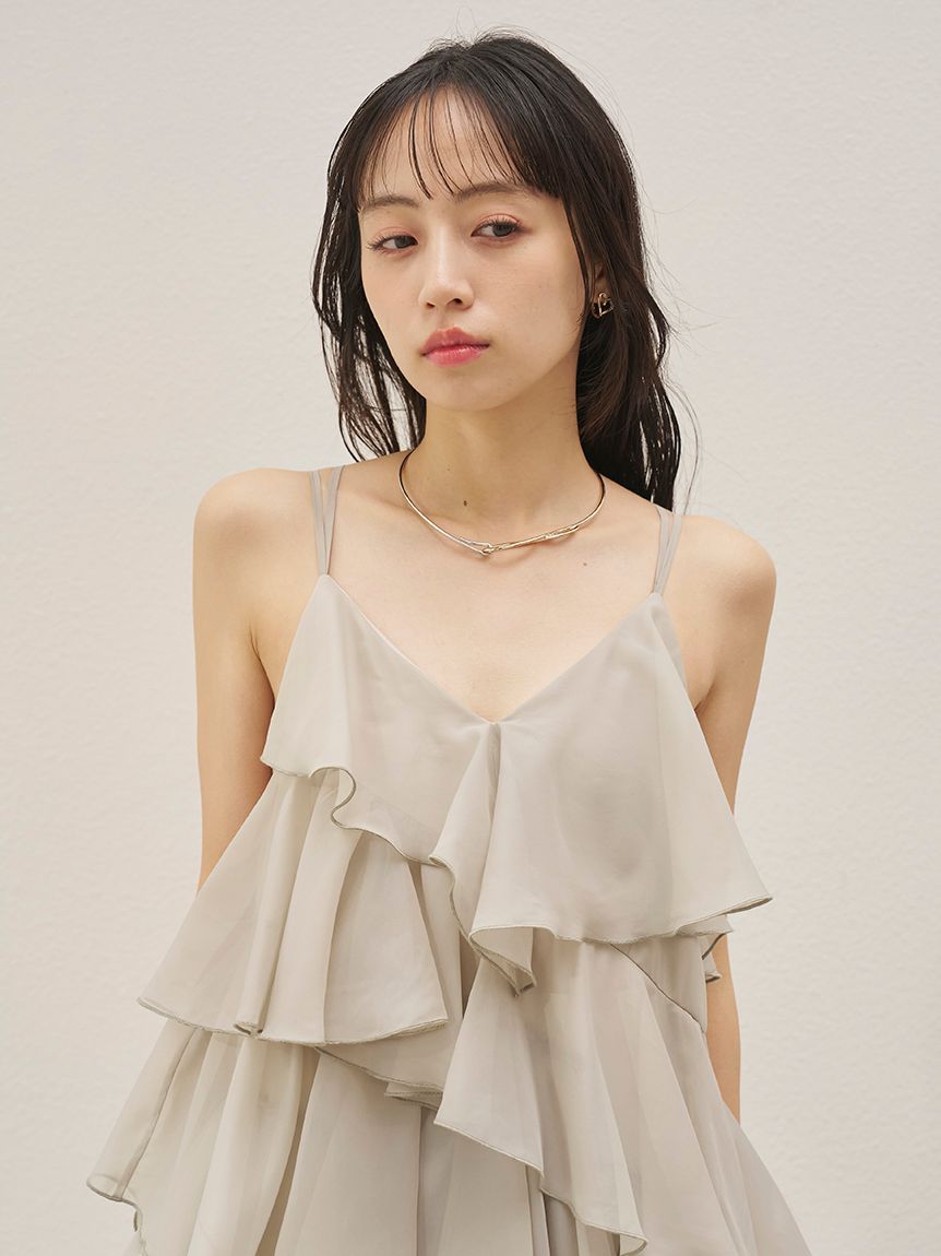 スパイラルティアードキャミドレス(ロングワンピース)｜ワンピース