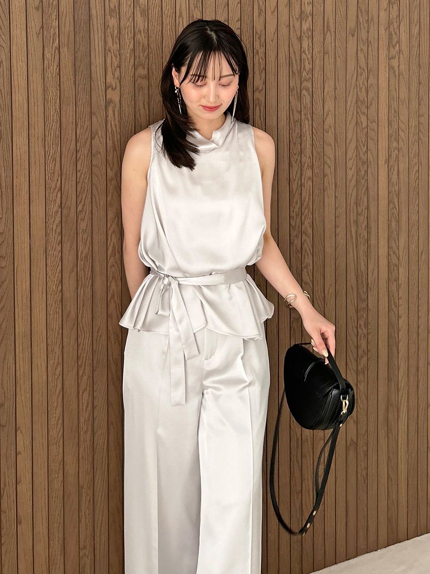 snidel フリンジトップス フリンジロングパンツ セット ホワイト snidelhome フリンジトップス フリンジロングパンツ セット