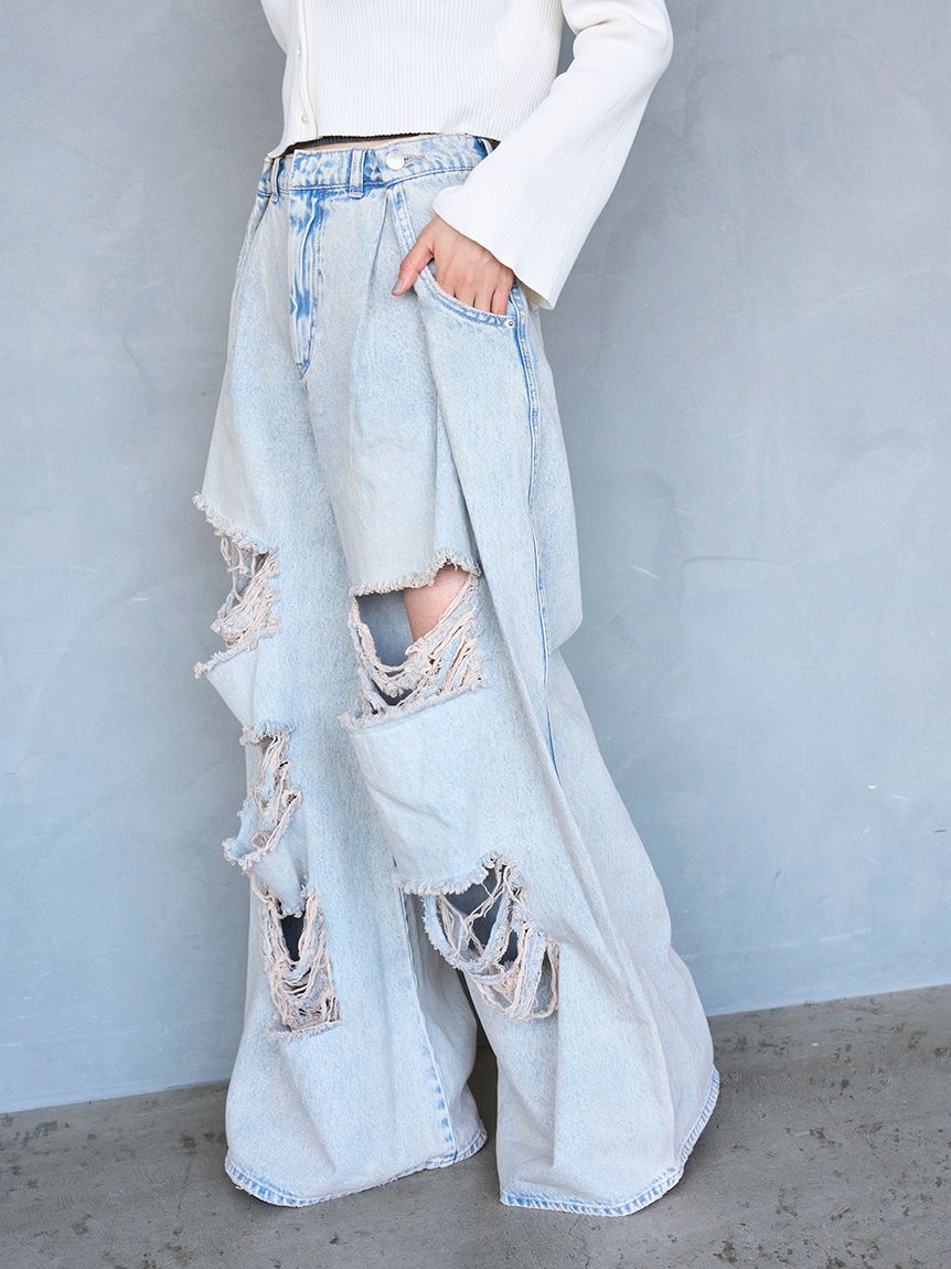 ダメージデニムパンツ(デニム)｜パンツ｜SNIDEL(スナイデル)の通販