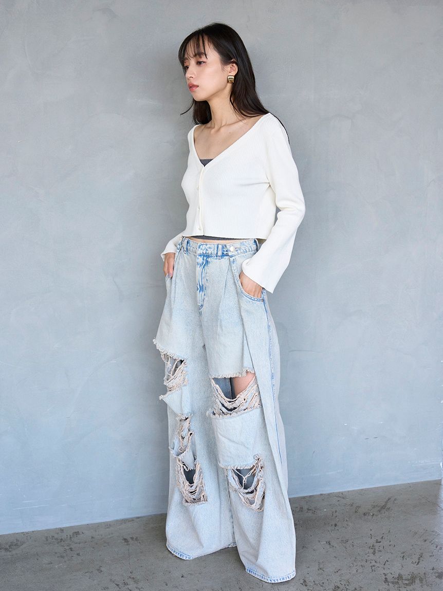 ダメージデニムパンツ(デニム)｜パンツ｜SNIDEL(スナイデル)の通販