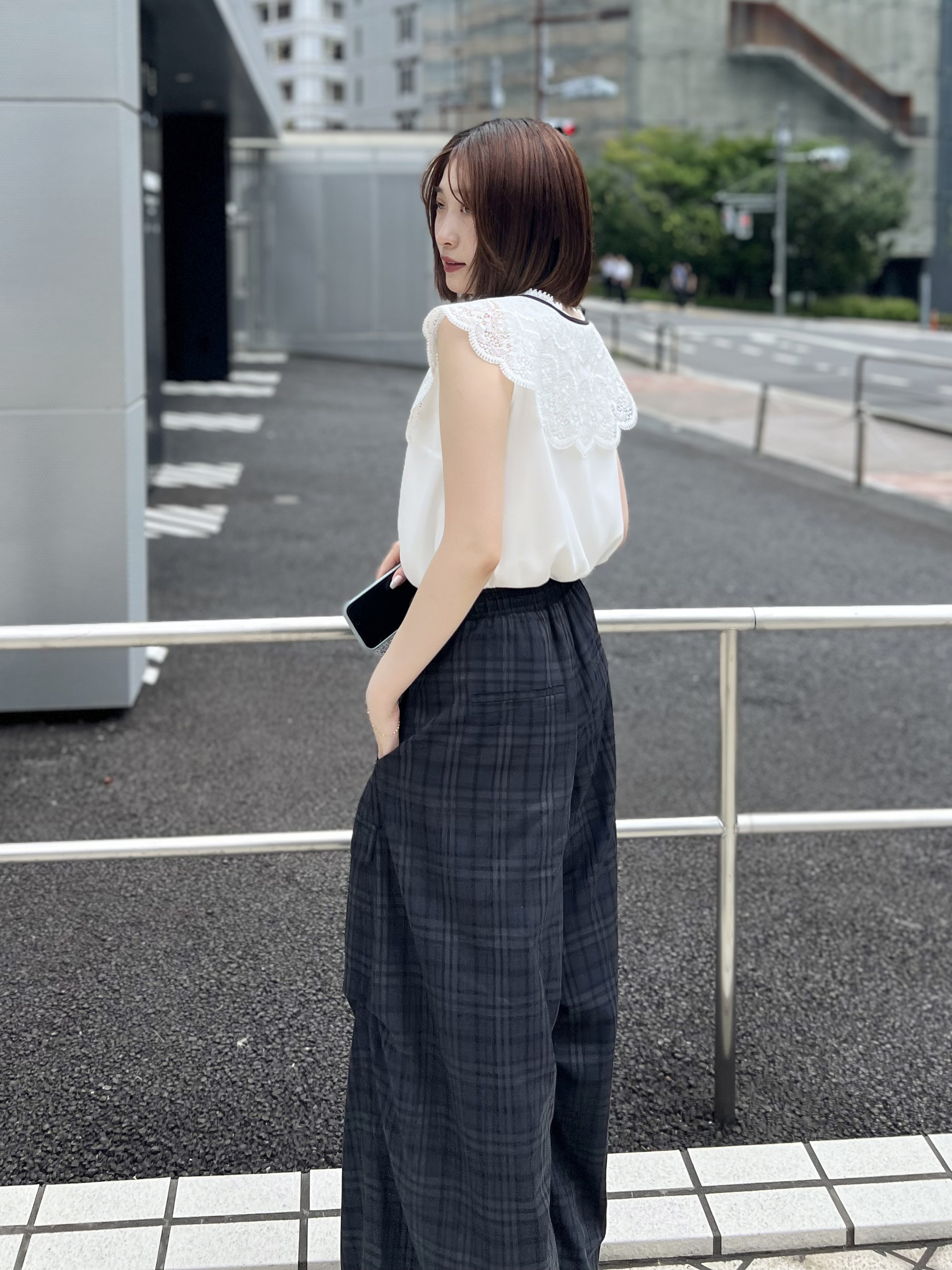 SNIDEL ライトブルー クロスデザイン ワイドパンツ SNIDEL ライトブルー クロスデザイン ワイドパンツ ワイド