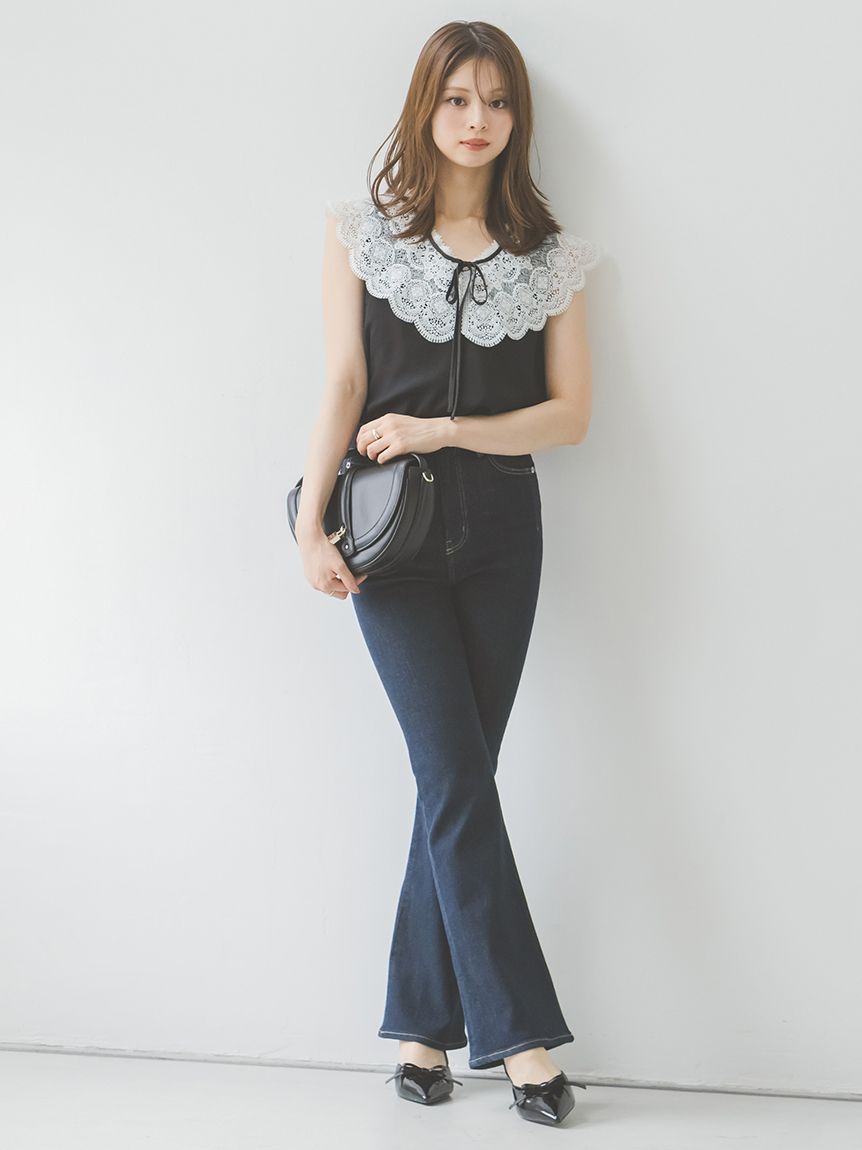 snidelリボン付きハイウエストパンツ SNIDEL パンツ Sustainableハイウエストワイドパンツ レディース