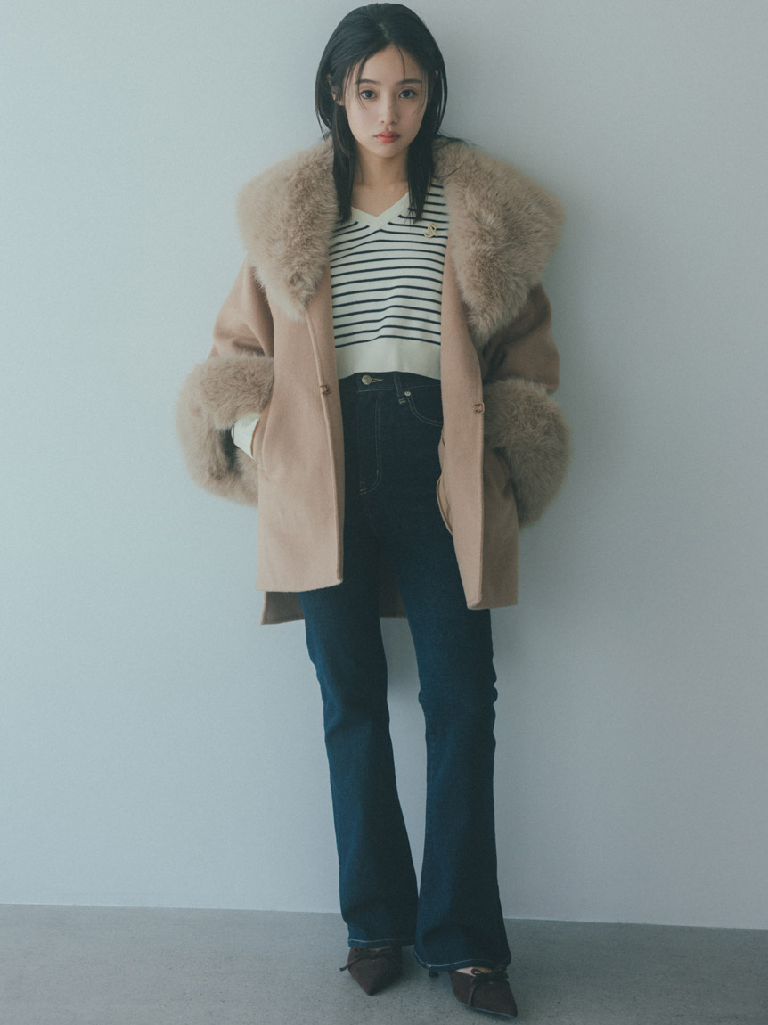 美品　SNIDEL STYLEUPPANTS ハイウエストフレア　デニム STYLEUPPANTS】ハイウエストフレア(ロングパンツ)｜パンツ