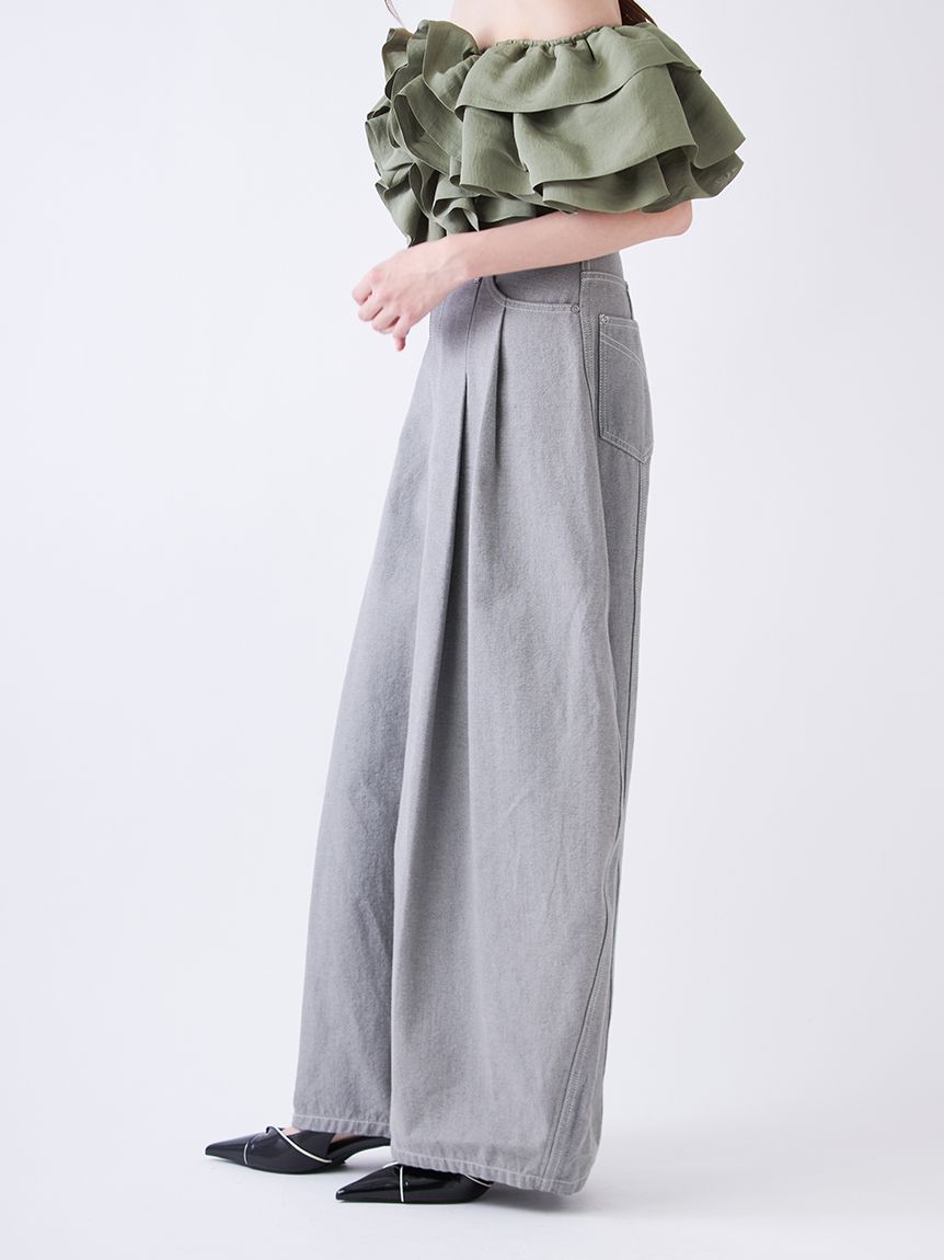 SNIDEL スナイデル カーブデニムワイドパンツ　GRY　0 スナイデル SNIDEL 【00サイズあり】カーブデニムワイドパンツ （GRY
