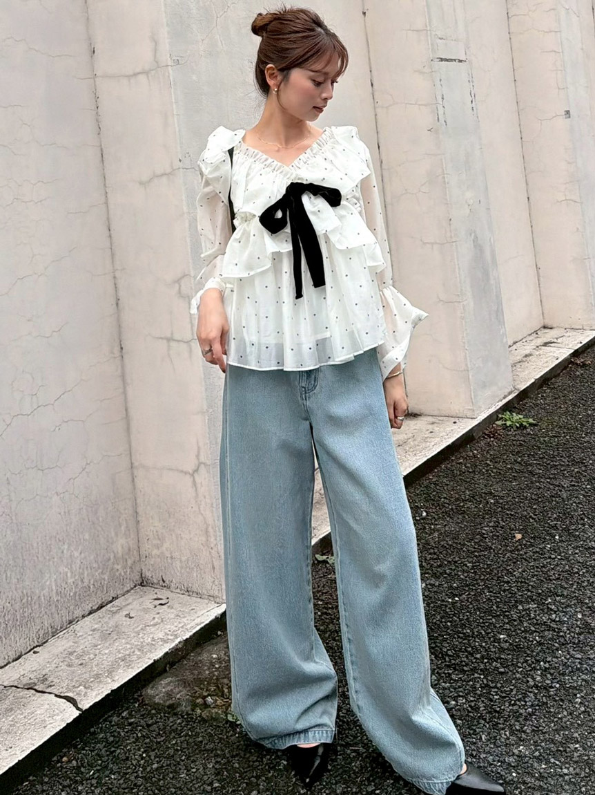 デザインワイドパンツ(デニム)｜パンツ｜SNIDEL(スナイデル)の通販