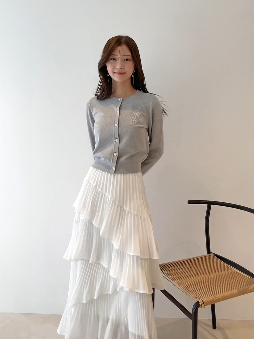 Sustainableプリーツティアードスカート(ロングスカート