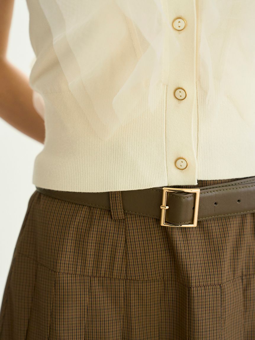 ベルト付きプリーツロングスカート(ロングスカート)｜スカート