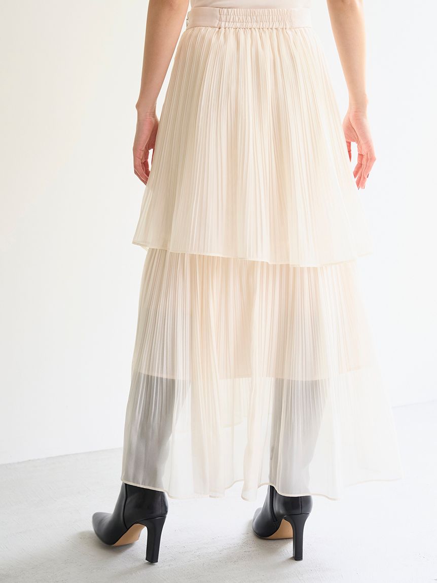 ストレートプリーツティアードスカート(ロングスカート)｜スカート